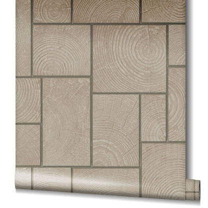  Tapete Vlies Fliesen Holz Kacheln Beige Silber 85745