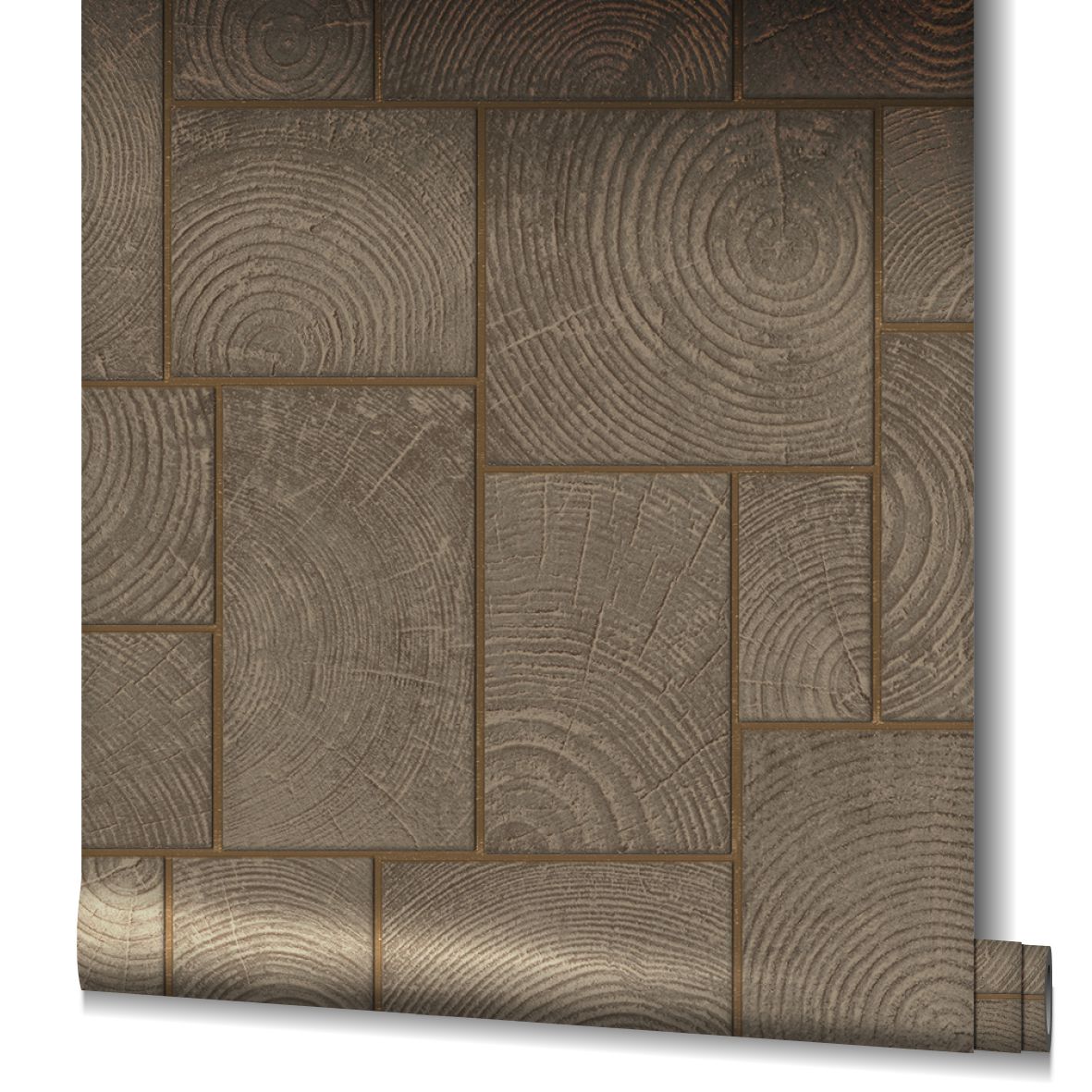  Tapete Vlies Fliesen Holz Kacheln Braun Gold 85763