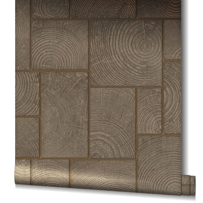  Tapete Vlies Fliesen Holz Kacheln Braun Gold 85763