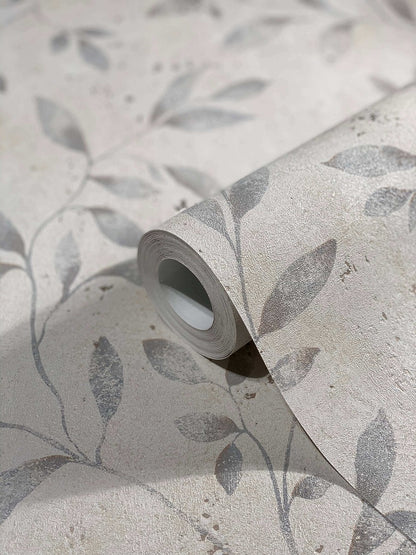  Tapete Vlies Floral Blätter Metallic Greige Gold 32633