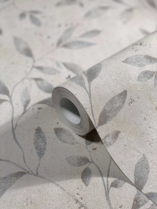  Tapete Vlies Floral Blätter Metallic Greige Gold 32633