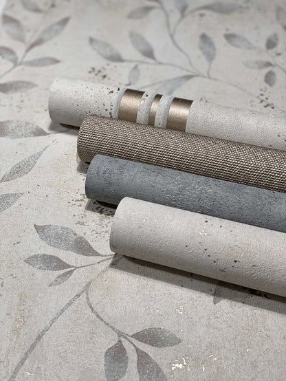  Tapete Vlies Floral Blätter Metallic Greige Gold 32633