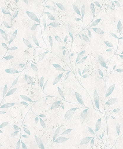  Tapete Vlies Floral Blätter Metallic Weiss Blau 32631