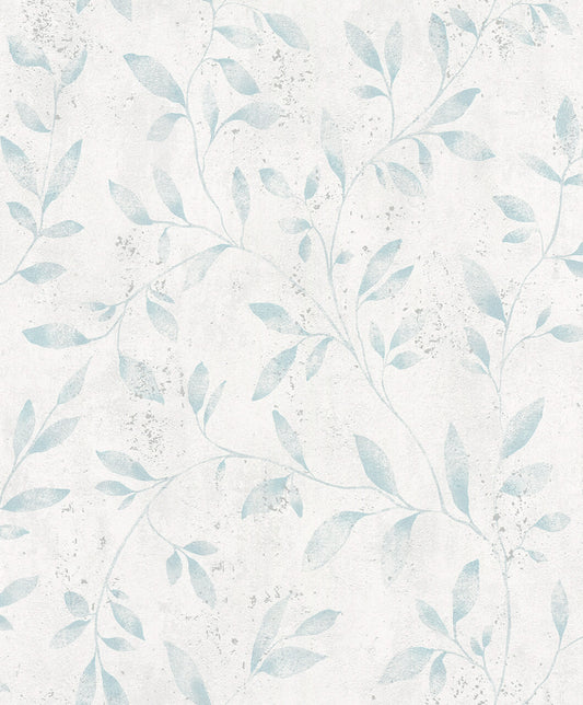  Tapete Vlies Floral Blätter Metallic Weiss Blau 32631