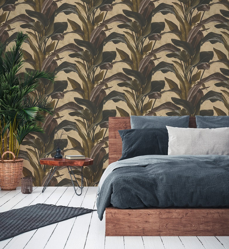  Tapete Vlies Floral Blätter Braun Gold Metallic 37862-4