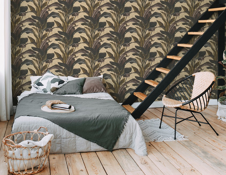  Tapete Vlies Floral Blätter Braun Gold Metallic 37862-4