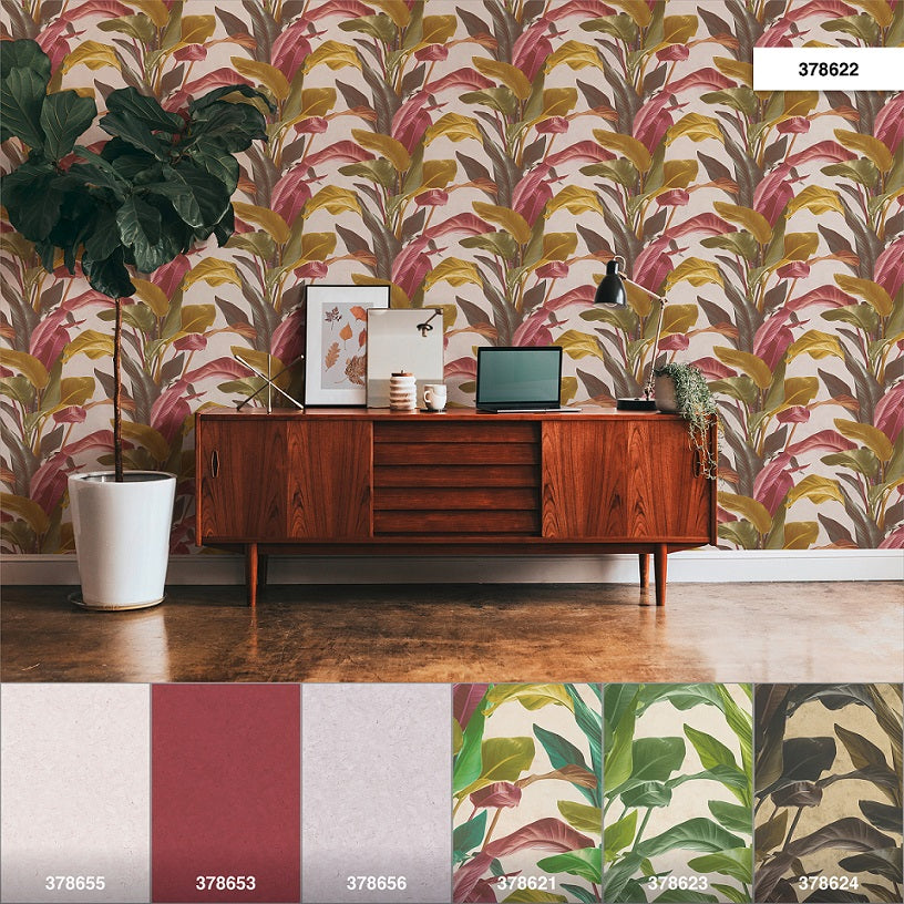  Tapete Vlies Floral Blätter Braun Rot Weiß 37862-2