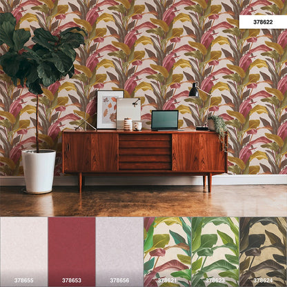  Tapete Vlies Floral Blätter Braun Rot Weiß 37862-2