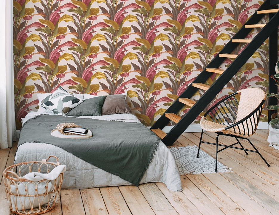  Tapete Vlies Floral Blätter Braun Rot Weiß 37862-2
