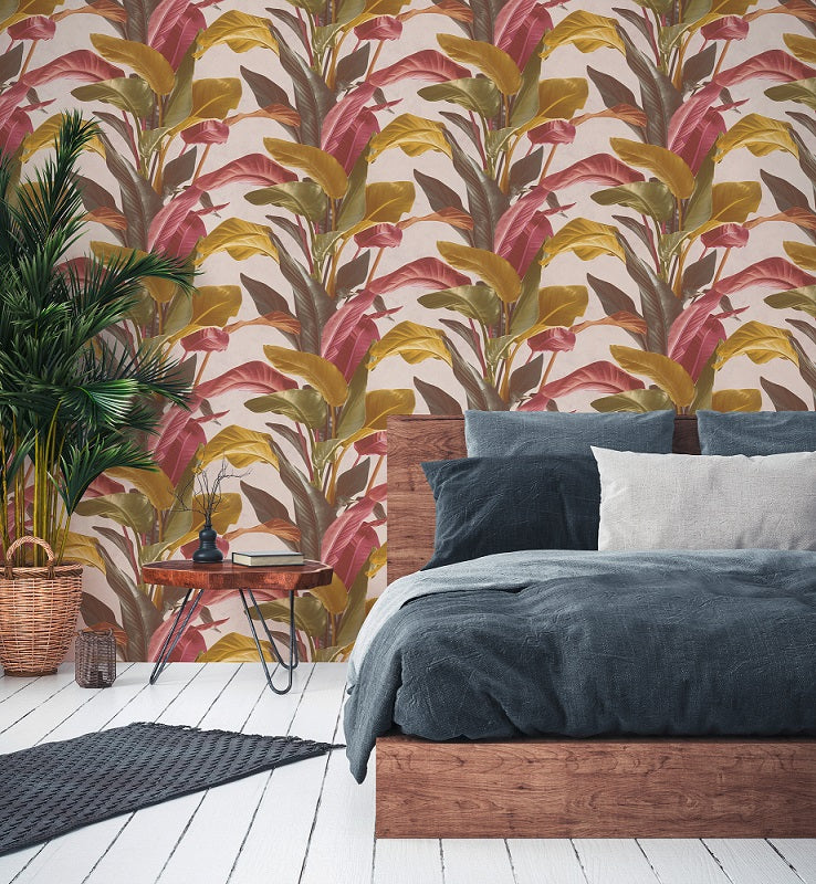  Tapete Vlies Floral Blätter Braun Rot Weiß 37862-2
