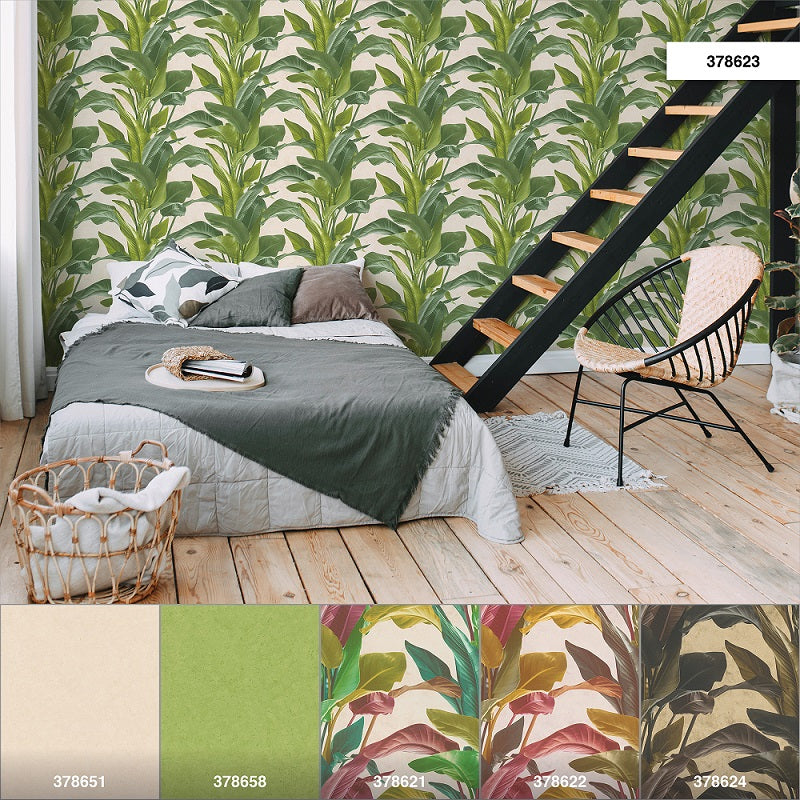  Tapete Vlies Floral Blätter Grün Creme 37862-3