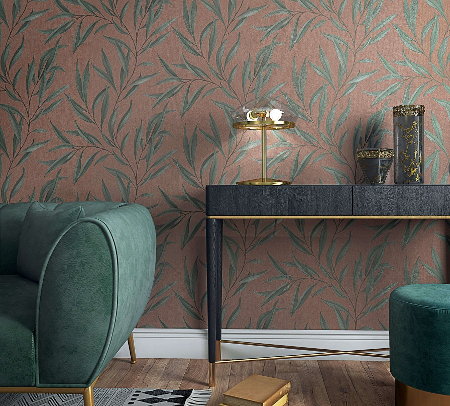  Tapete Vlies Floral Blätter Rot-braun Grün Marburg 32205
