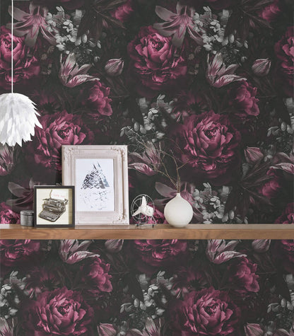 A.S. Creation Tapete Vlies Floral Blumenmuster Anthrazit