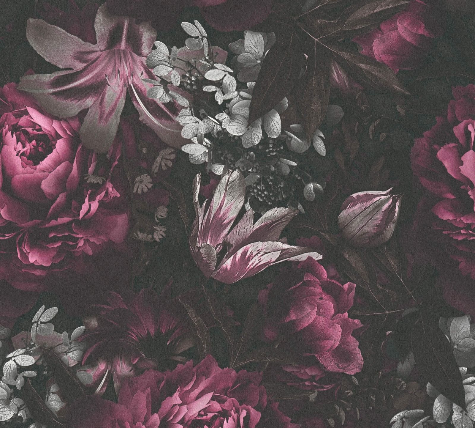 A.S. Creation Tapete Vlies Floral Blumenmuster Anthrazit