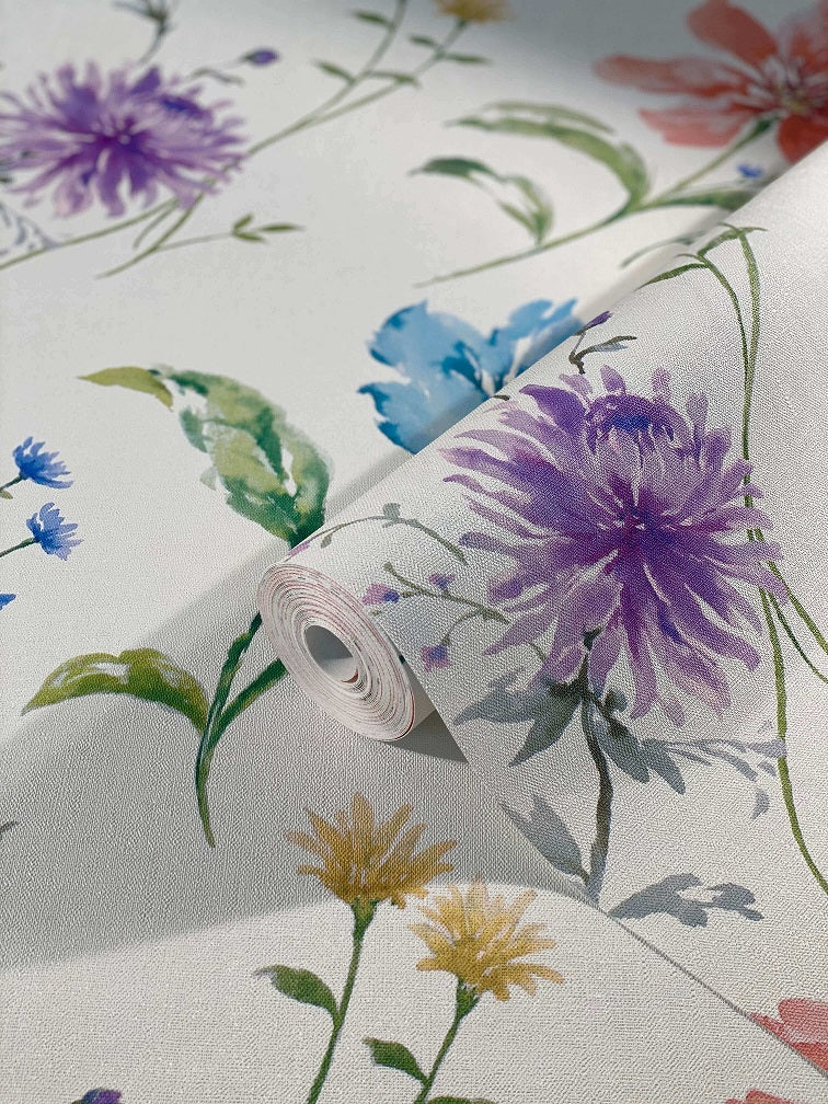  Tapete Vlies Floral Blumen Bunt Grau-weiss Shades 32454
