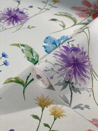  Tapete Vlies Floral Blumen Bunt Grau-weiss Shades 32454