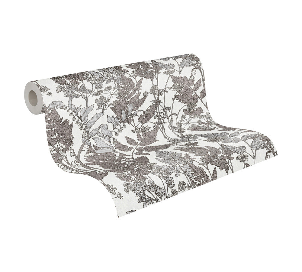  Tapete Vlies Floral Blumen Grau Weiß 37752-1