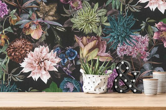 A.S. Creation Tapete Vlies Floral Muster Blumen Schwarz Bunt 38175-7