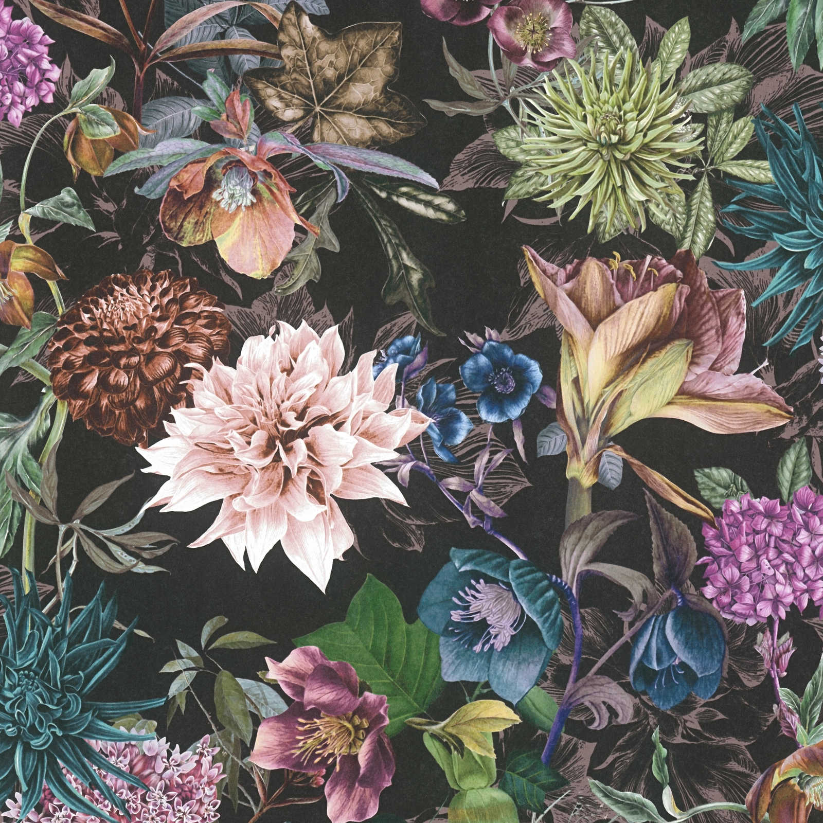 A.S. Creation Tapete Vlies Floral Muster Blumen Schwarz Bunt 38175-7