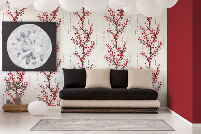 A.S. Creation Tapete Vlies Floral Sträucher Weiß Rot Schwarz 37469-2