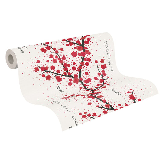 A.S. Creation Tapete Vlies Floral Sträucher Weiß Rot Schwarz 37469-2