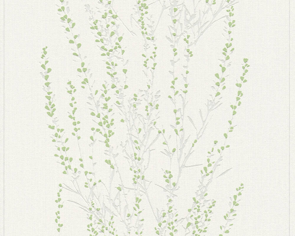 A.S. Creation Tapete Vlies Floral Äste Weiß Grün Glanz 37267-2