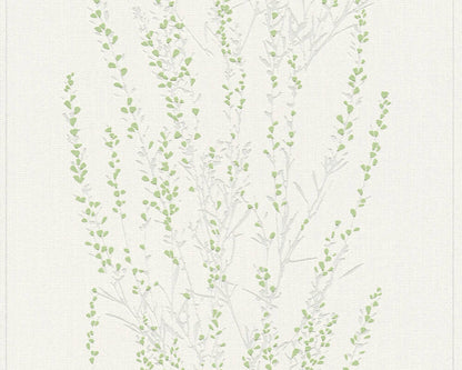 A.S. Creation Tapete Vlies Floral Äste Weiß Grün Glanz 37267-2