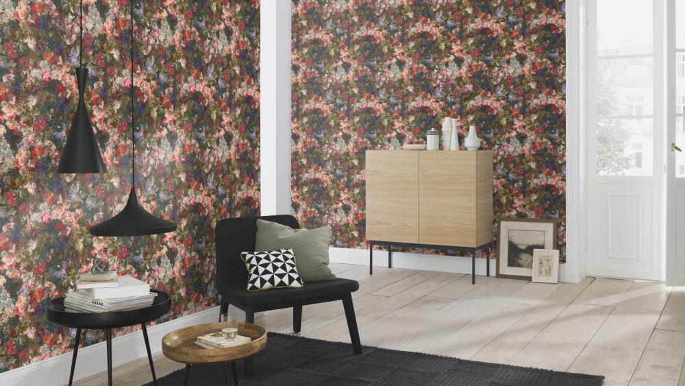  Tapete Vlies Blumen Grün Bunt Rasch Passepartout 605662