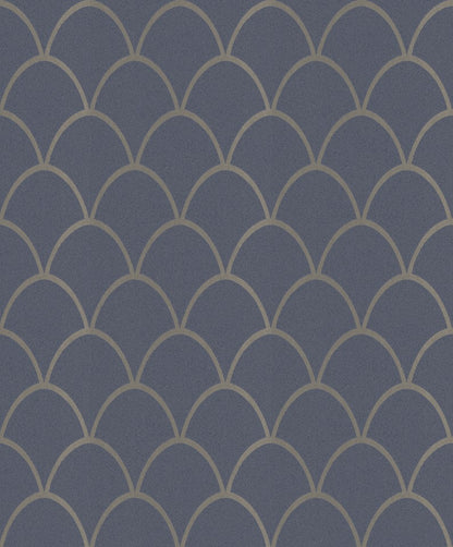  Tapete Vlies Geometrie Bögen Glitzer Blau Gold 32723