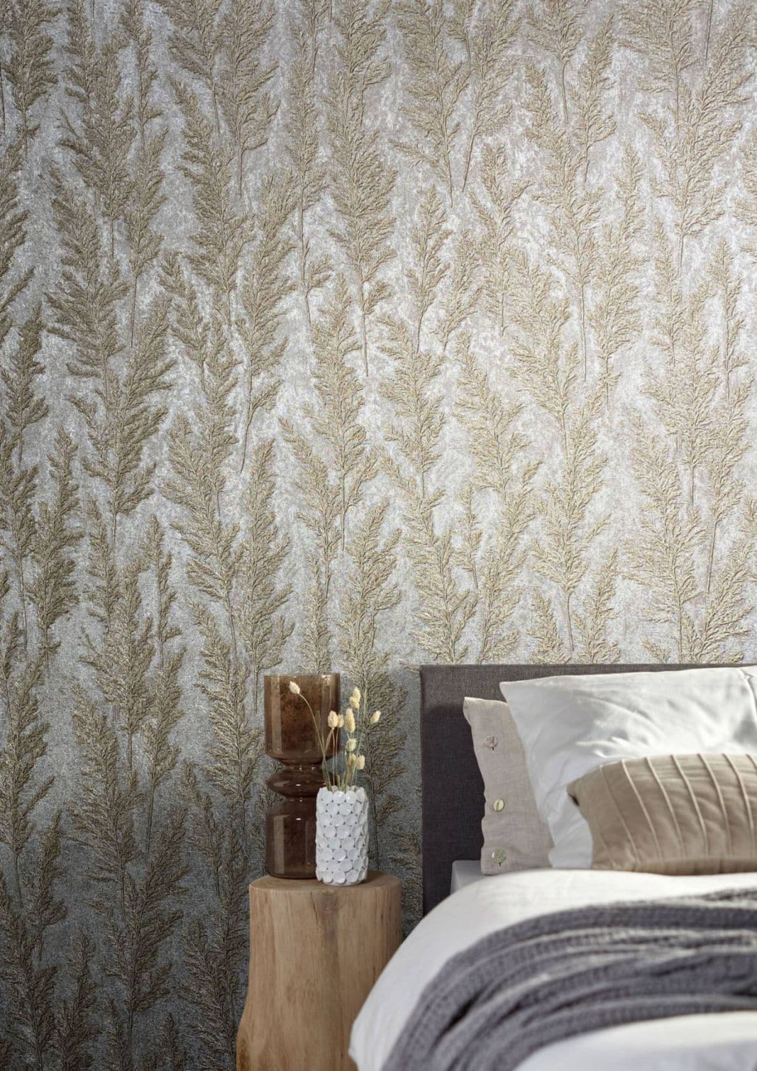  Tapete Vlies Gräser Pflanzen Beige Grau 85732