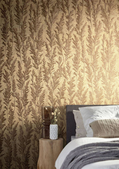  Tapete Vlies Gräser Pflanzen Gold Braun 85729