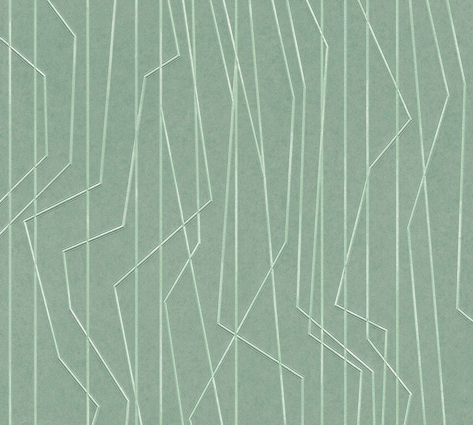 A.S. Creation Tapete Vlies Grafik Liniert Grün Glanz 36878-5