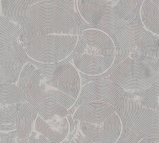  Tapete Vlies Grafisch Kreise Grau Metallic 37900-2
