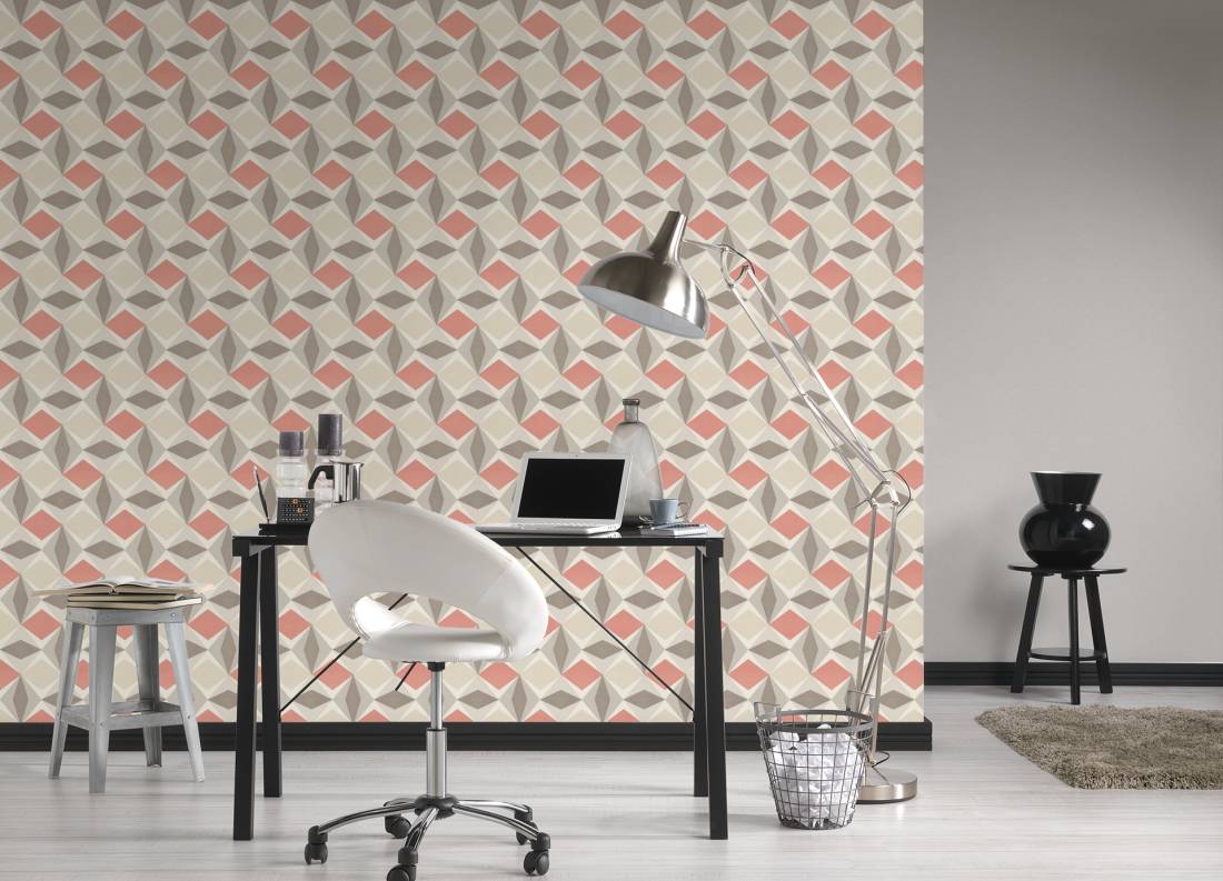 A.S. Creation Tapete Vlies Karo-Muster Grafik Rot Grau 95766-6