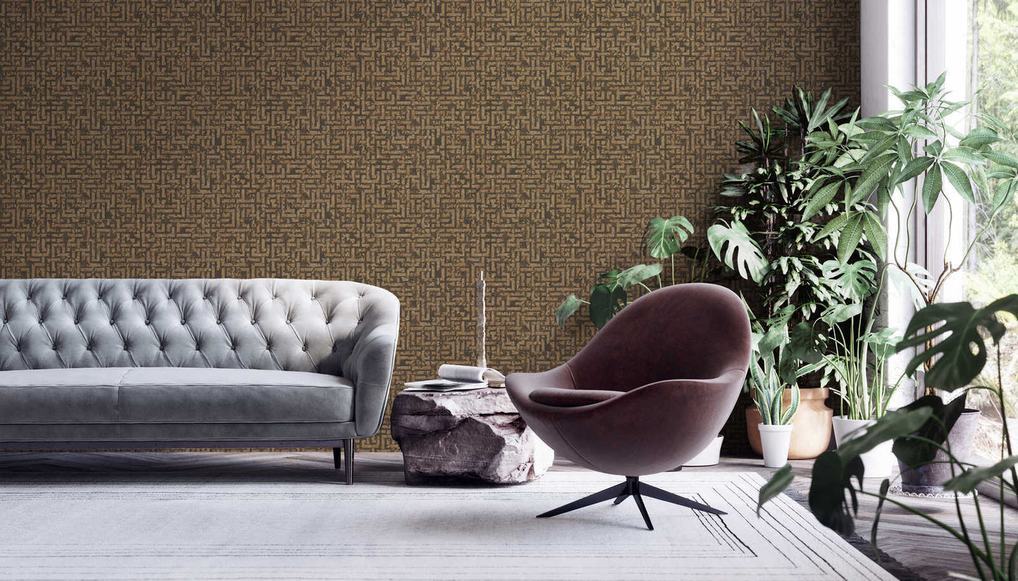 A.S. Creation Tapete Vlies Labyrinth Geometrie Braun Gold 38695-5
