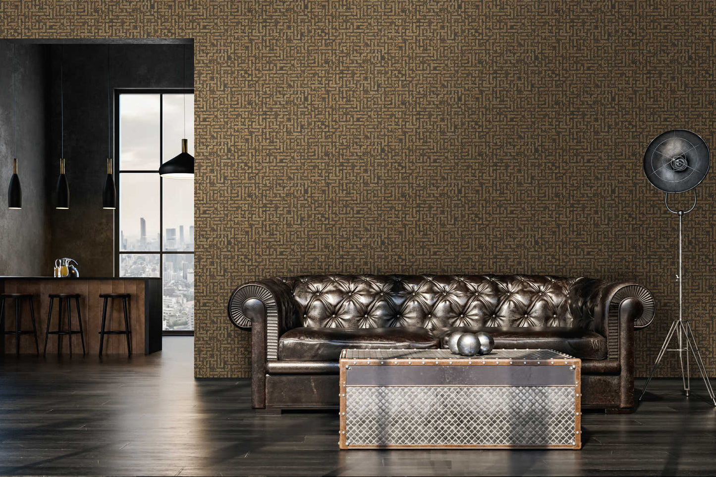 A.S. Creation Tapete Vlies Labyrinth Geometrie Braun Gold 38695-5