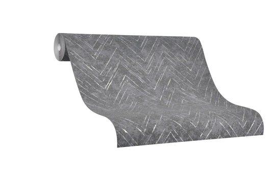  Tapete Vlies Marburg Linie Zick-Zack Grau Metallic 84880