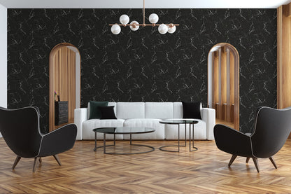  Tapete Vlies Marmor Design Schwarz Silber Glanz 37855-2