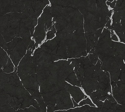  Tapete Vlies Marmor Design Schwarz Silber Glanz 37855-2