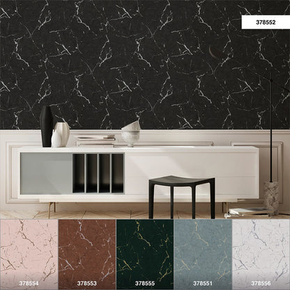  Tapete Vlies Marmor Design Schwarz Silber Glanz 37855-2