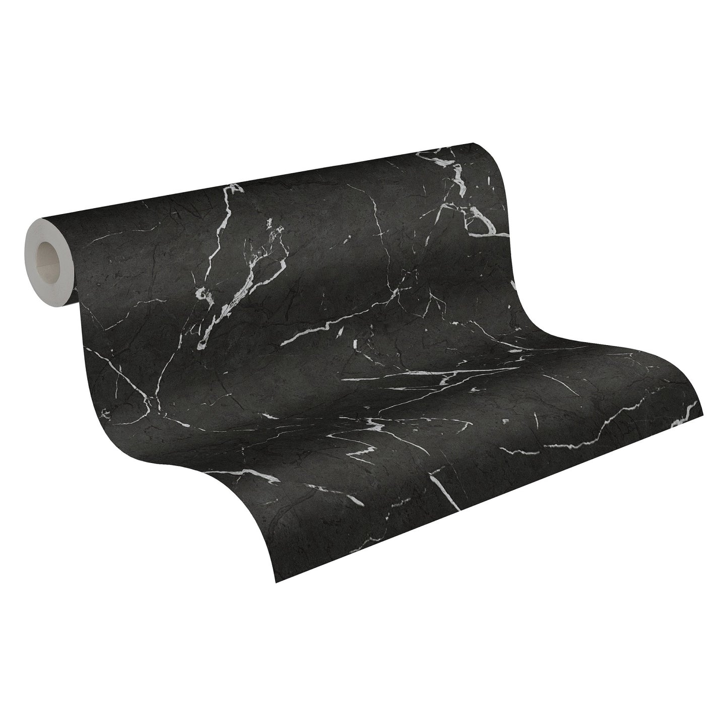  Tapete Vlies Marmor Design Schwarz Silber Glanz 37855-2
