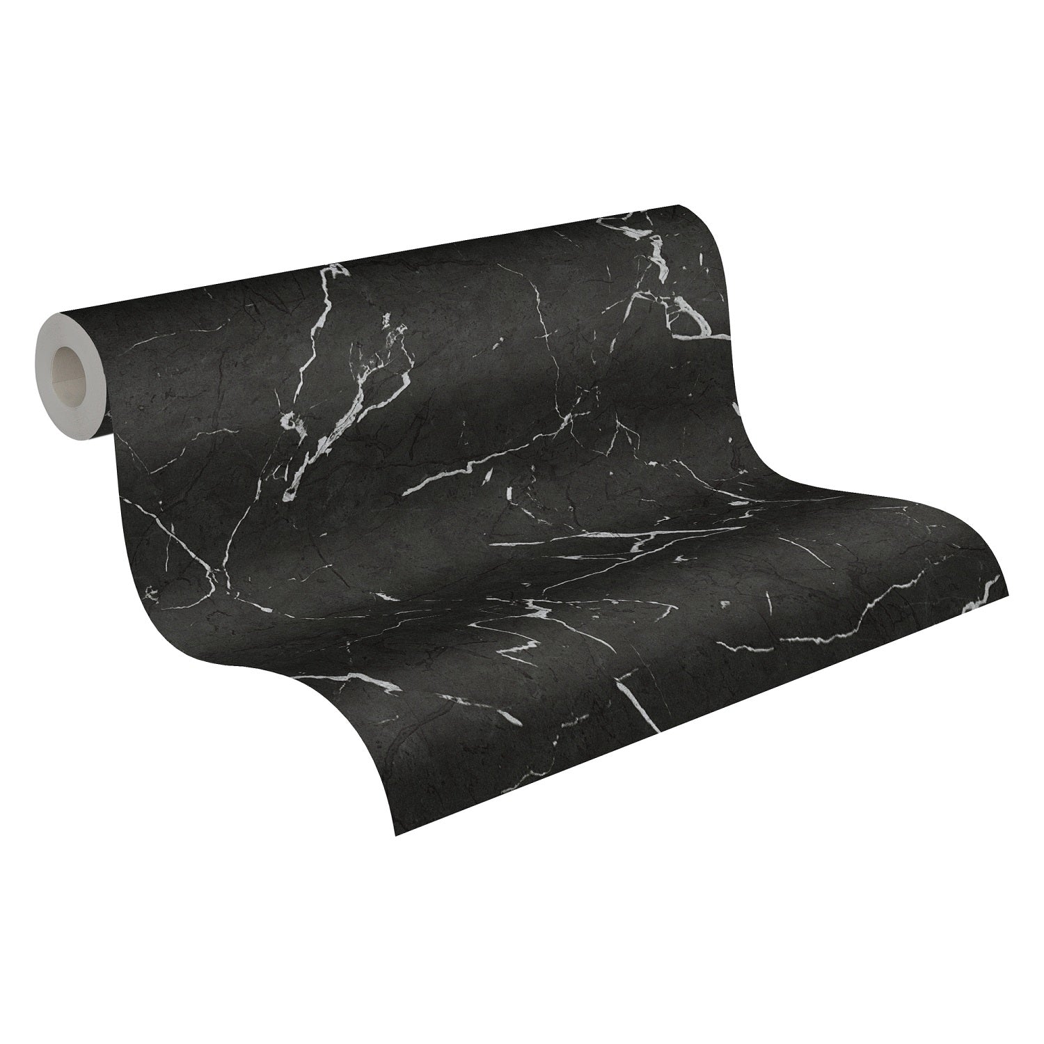  Tapete Vlies Marmor Design Schwarz Silber Glanz 37855-2