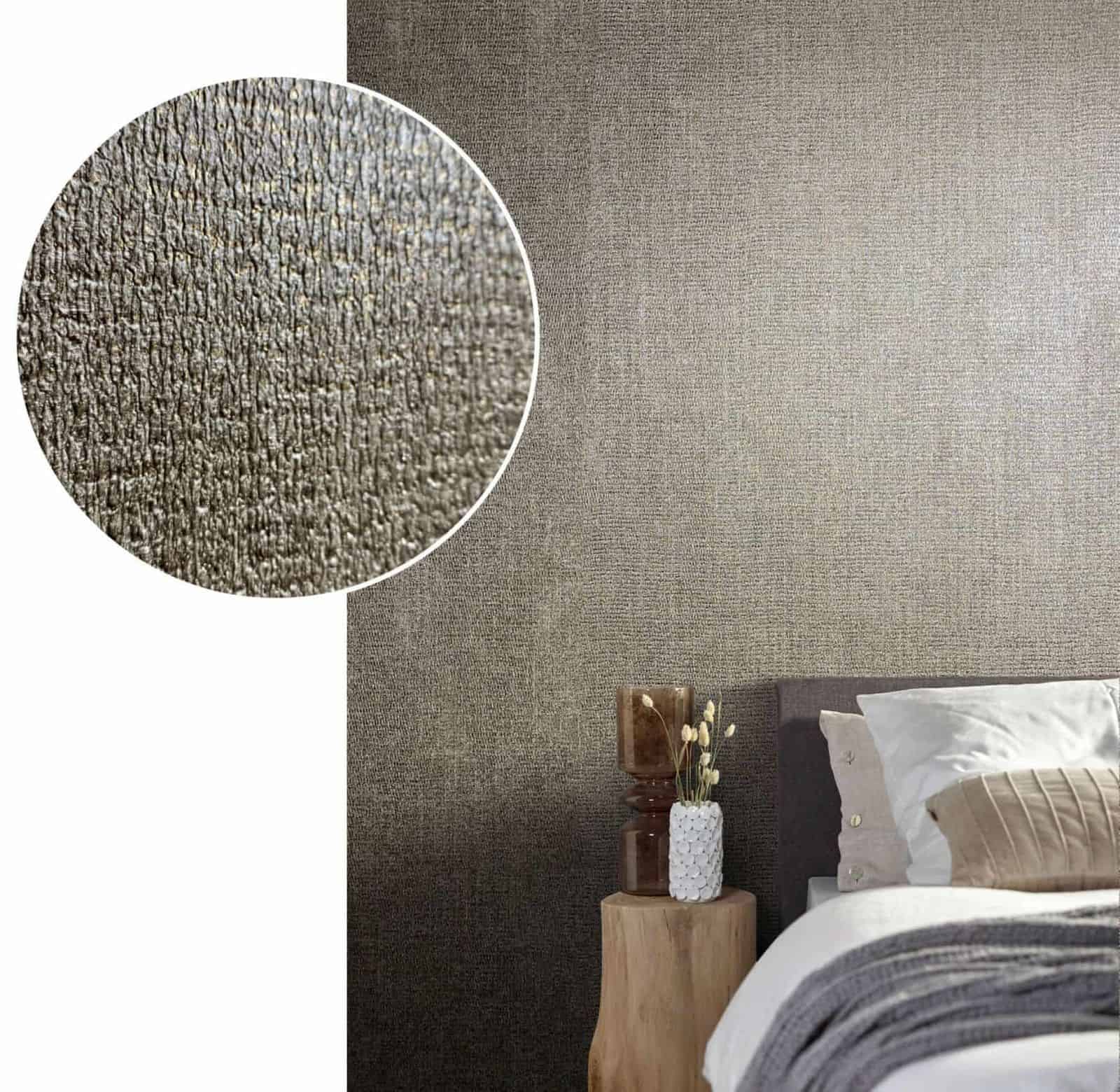  Tapete Vlies Meliert Textil Grau Gold Metallic 85738