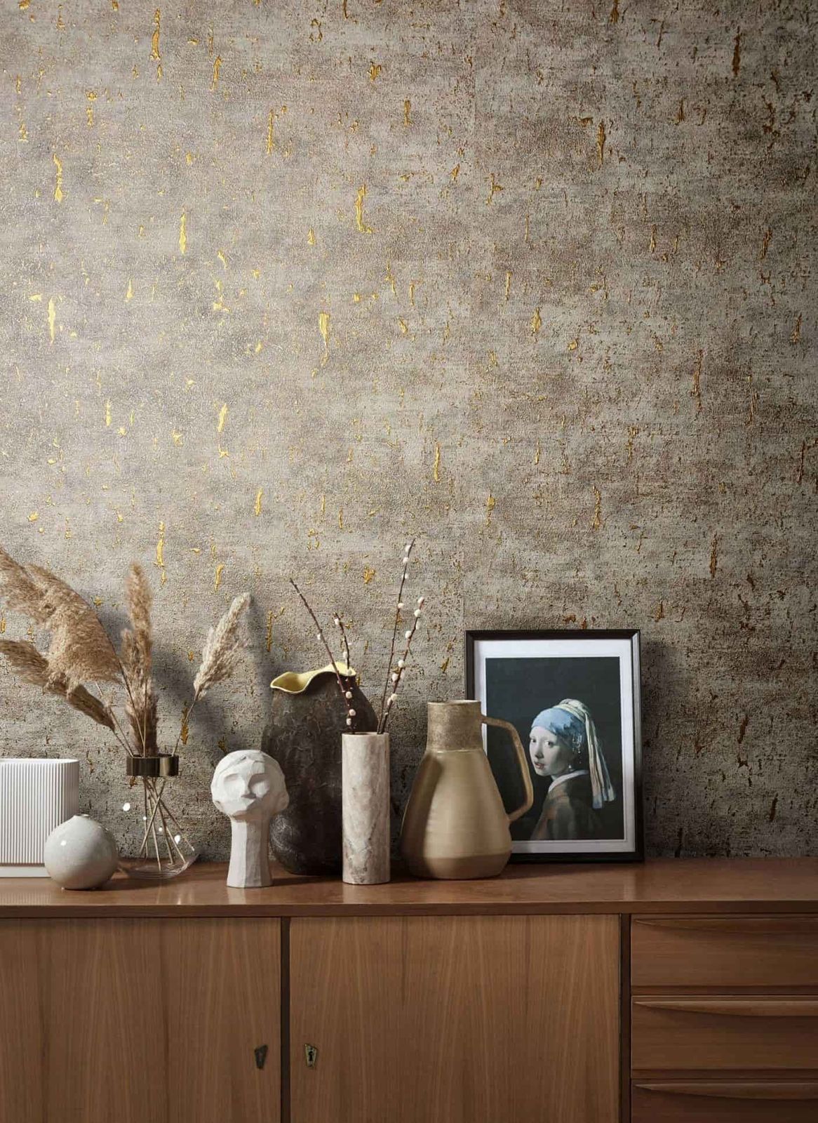  Tapete Vlies Meliert Strukturtapete Greige Metallic 85767