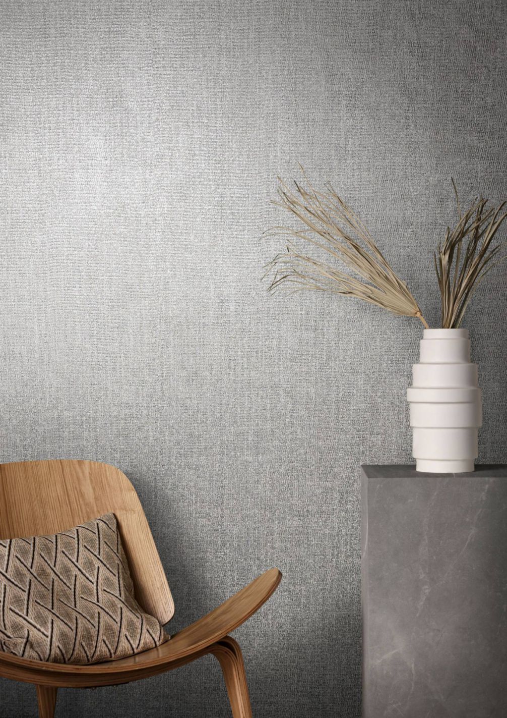  Tapete Vlies Meliert Textil Silber-grün Metallic 85740