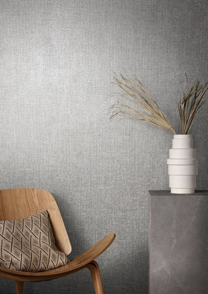  Tapete Vlies Meliert Textil Silber-grün Metallic 85740