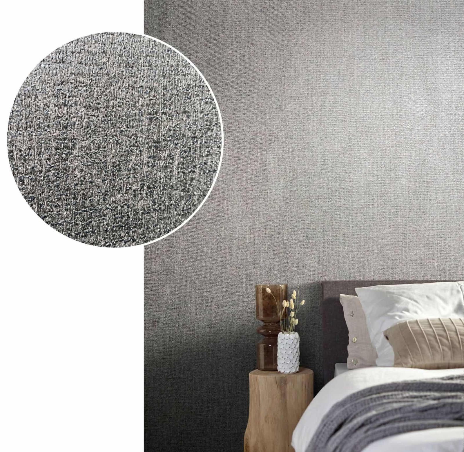  Tapete Vlies Meliert Textil Silber-grün Metallic 85740