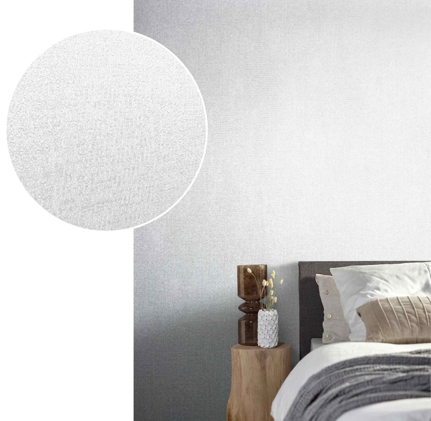  Tapete Vlies Meliert Textil Weiß-grau Metallic 85742