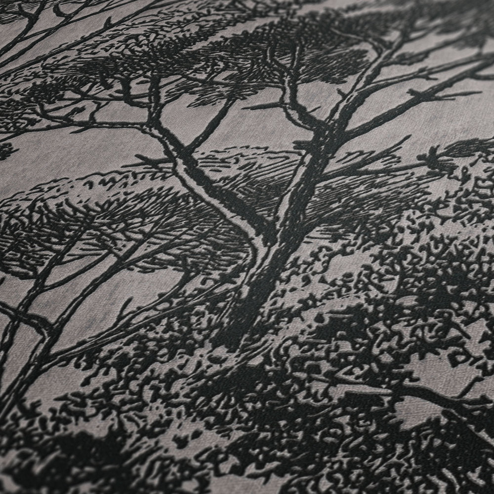 A.S. Creation Tapete Vlies Natur Bäume Grau Schwarz 38023-3