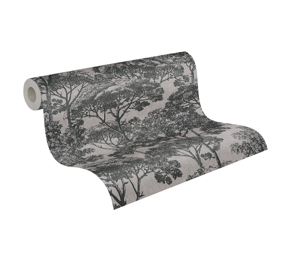 A.S. Creation Tapete Vlies Natur Bäume Grau Schwarz 38023-3